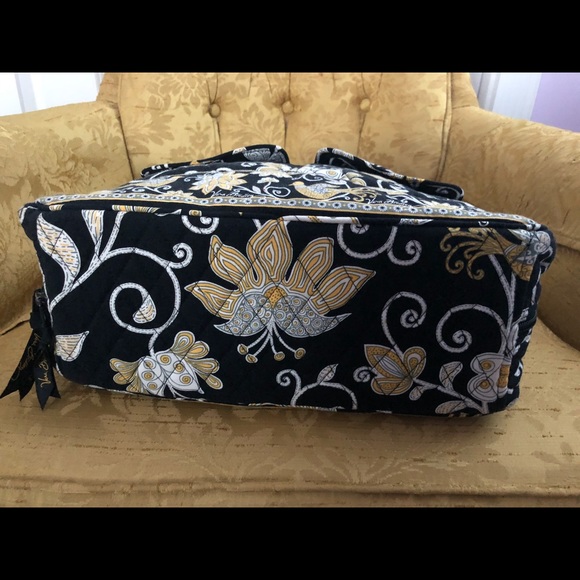 Vera Bradley Black and Yellow Print Hand Bag - Picture 3 of 4